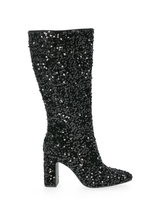 Steve Madden Shoes - Steve Madden NYC Black Sequin Mid-Calf Block Heel Boots Size 6